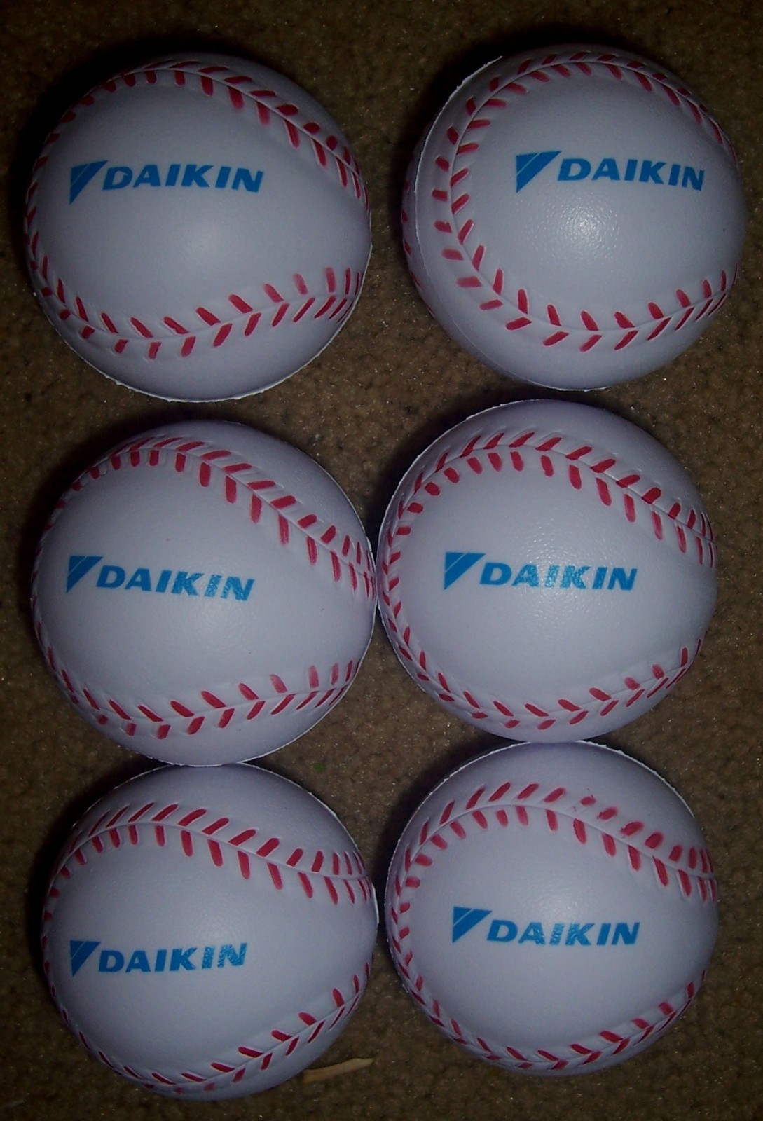 *New* 6-Daikin  White Baseball Anxiety/Stress Relief Squeeze Ball LOT