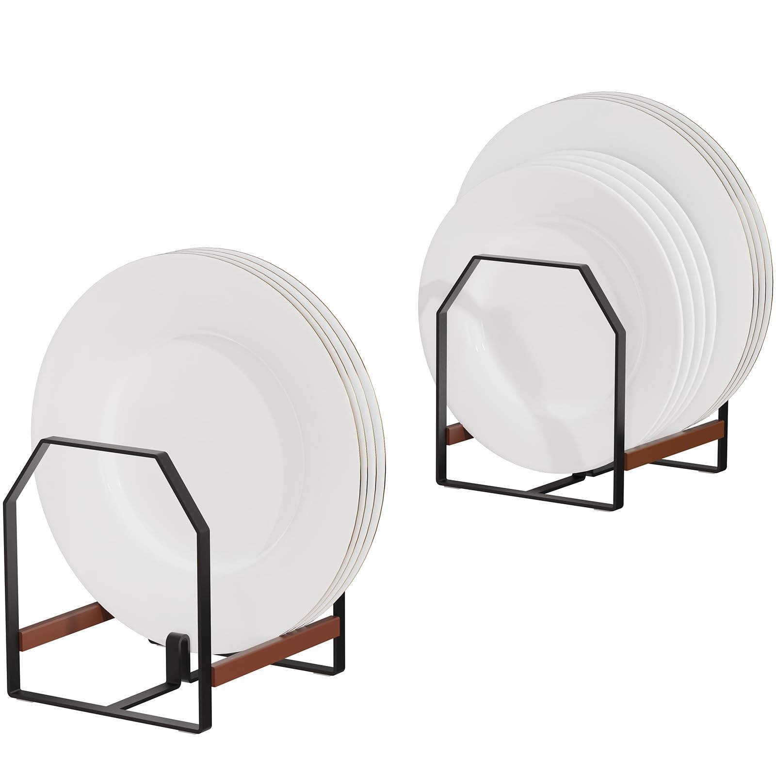 2 Pack Small Kitchen Plate Organizer, Metal Dish Racks for Apartment, Small F...