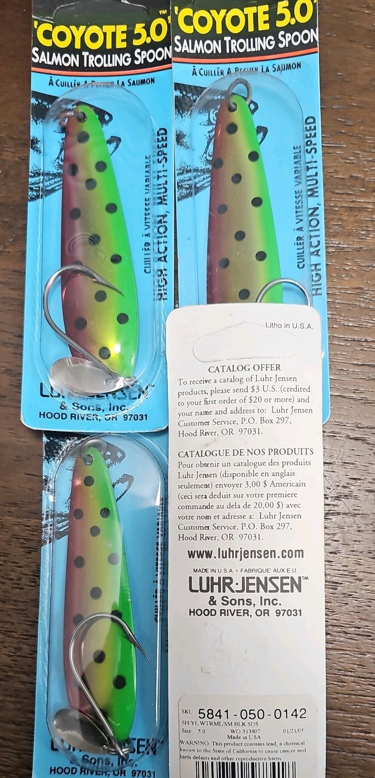 FREE SHIPPING. COY5.0. Luhr Jensen Coyote 5.0 Trolling Spoon Watermelon. USA Mfg