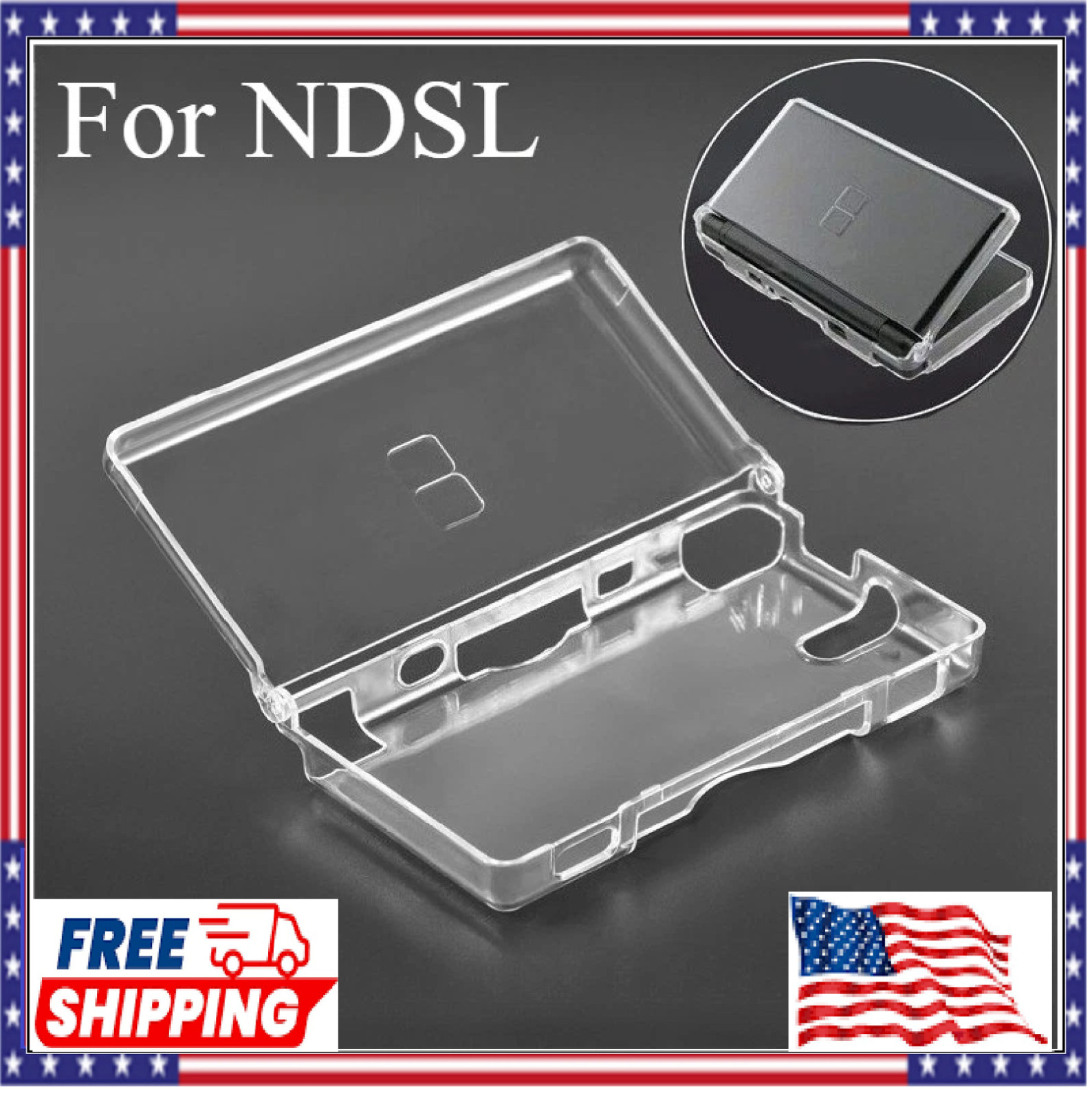 Clear Crystal Hard Shell Case Cover for Nintendo DSL NDS Lite NDSL Console