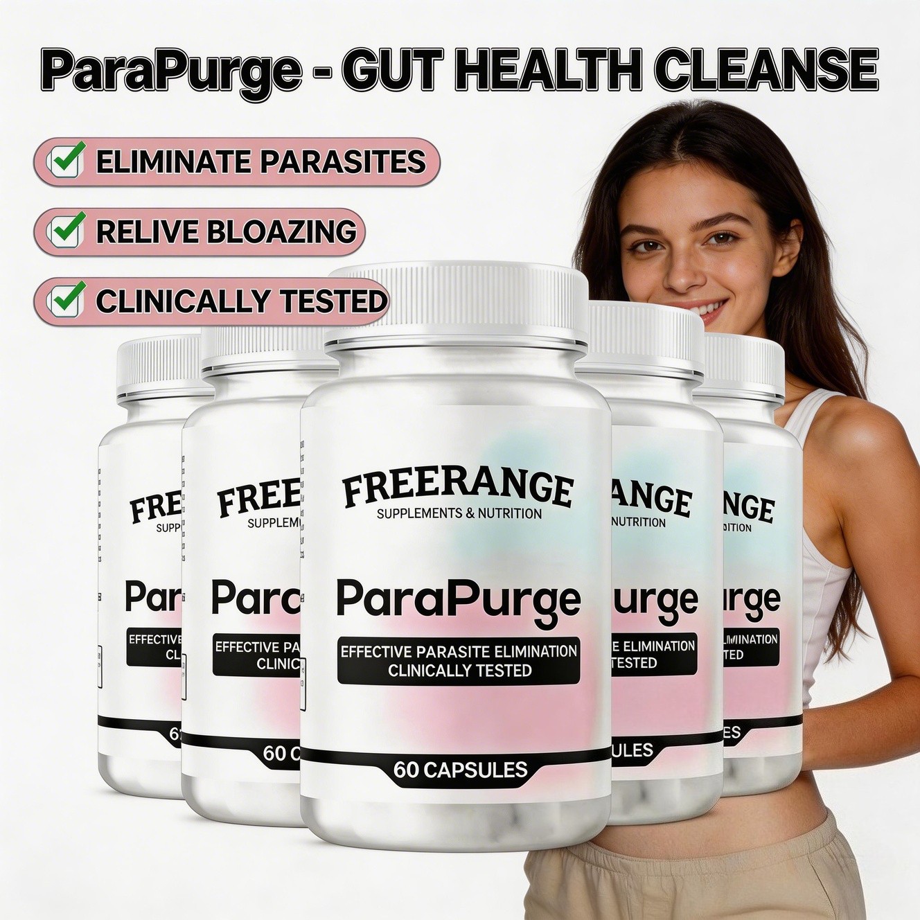 FreeRange ParaPurge Advanced Parasite Cleanser 60-300 Capsules Para Purge New