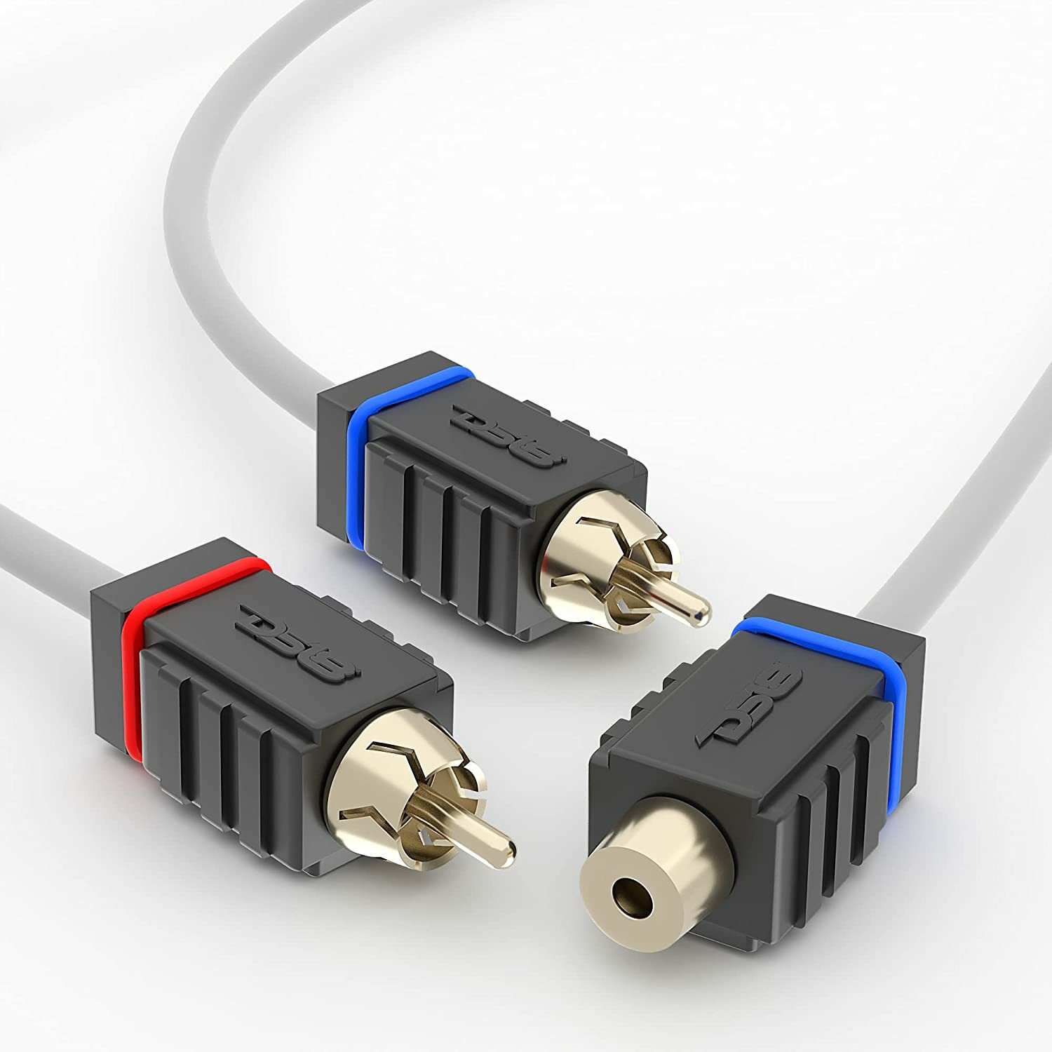 DS18 MOFCR-1F2M Marine OFC 1 Female 2 Male RCA Splitter Y Cable Boat White NEW