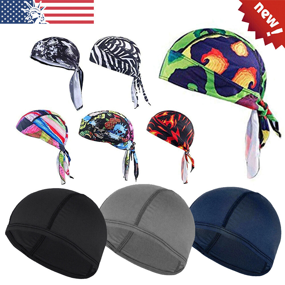 Durag Unisex Wave Cap Hat Doo Rag Biker Quick Dry Head Wrap Skull Cap Du-rag Hat
