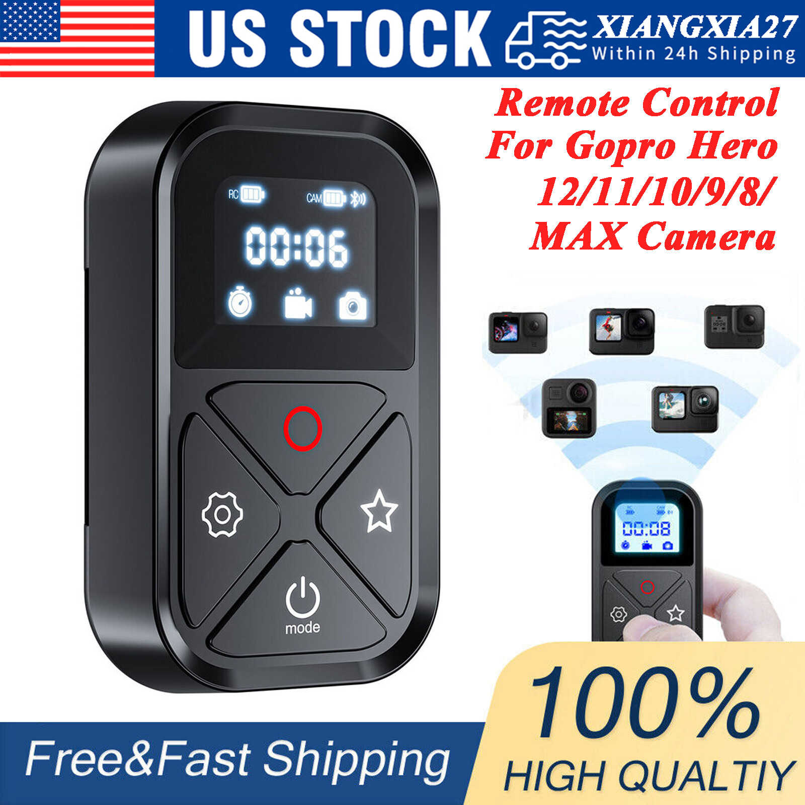 Smart Wireless WiFi Remote Control Camera Controller for GoPro 12/11/10/9/8/MAX