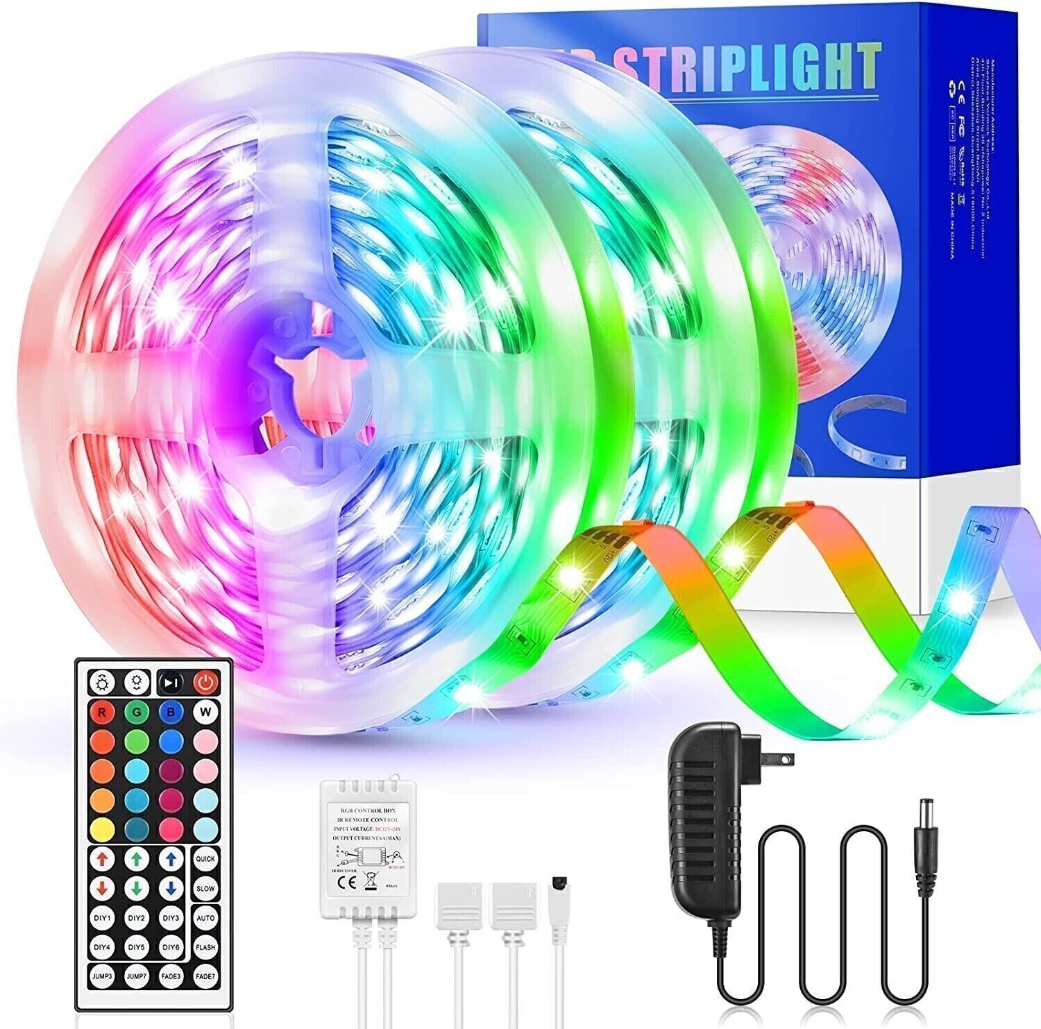 32ft LED Strip Lights SMD 5050 RGB 300 LEDs w/ Remote Controll Bedroom Indoor US