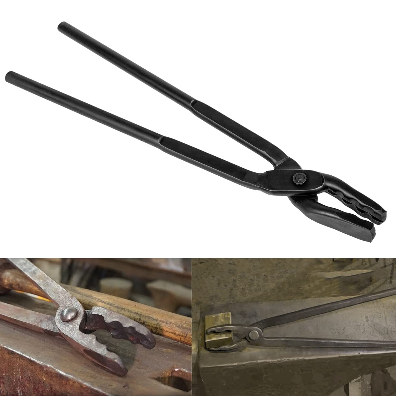 Blacksmith Tongs 15" Wolf Jaw Tongs For Knief Making Steel Tongs