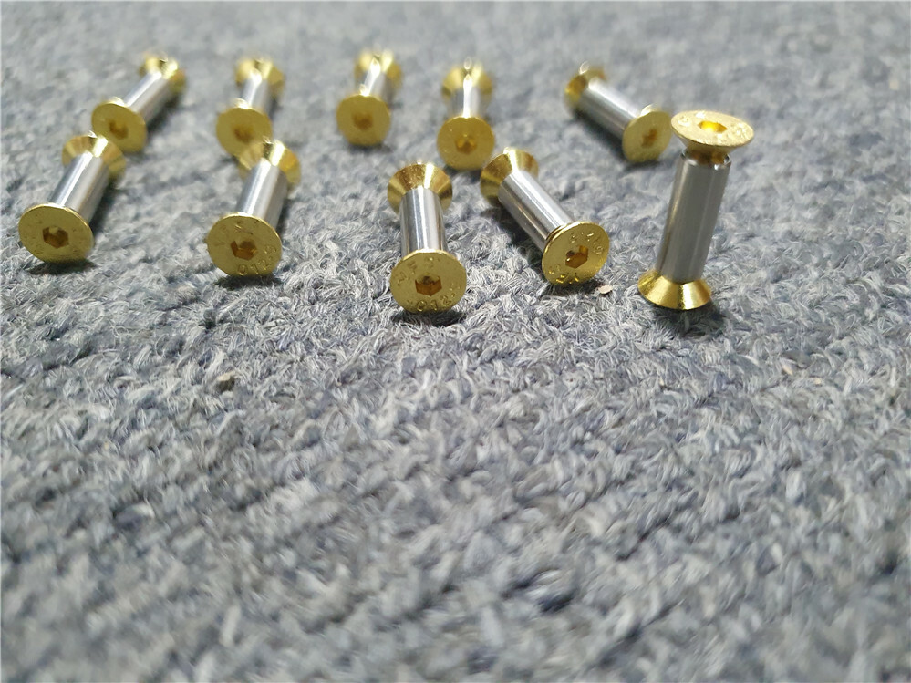 10pcs Knife Handle Bolt Rivets Screw Fastener Nut Flat Hex Head Gold NEW US LS0