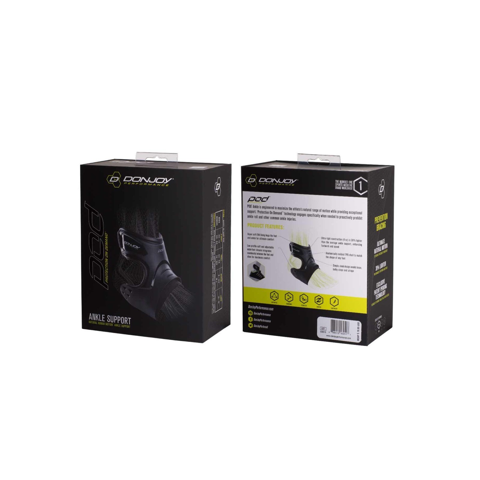 DONJOY PERFORMANCE - POD Ankle Brace- Black- XS-RIGHT