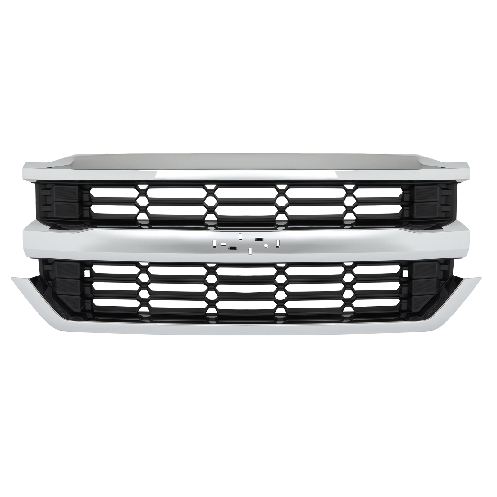 Front Bumper Grille Grill Chrome For 2016 2017 2018 19 Chevrolet Silverado 1500
