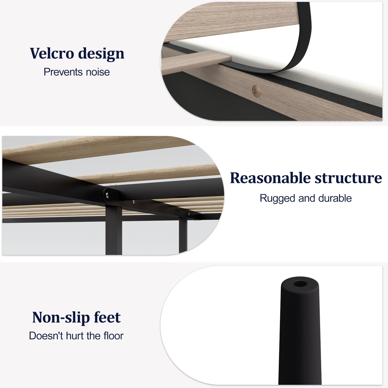 Full Size Bed Frame Platform with Velvet Upholstered Headboard, Geometric, St...
