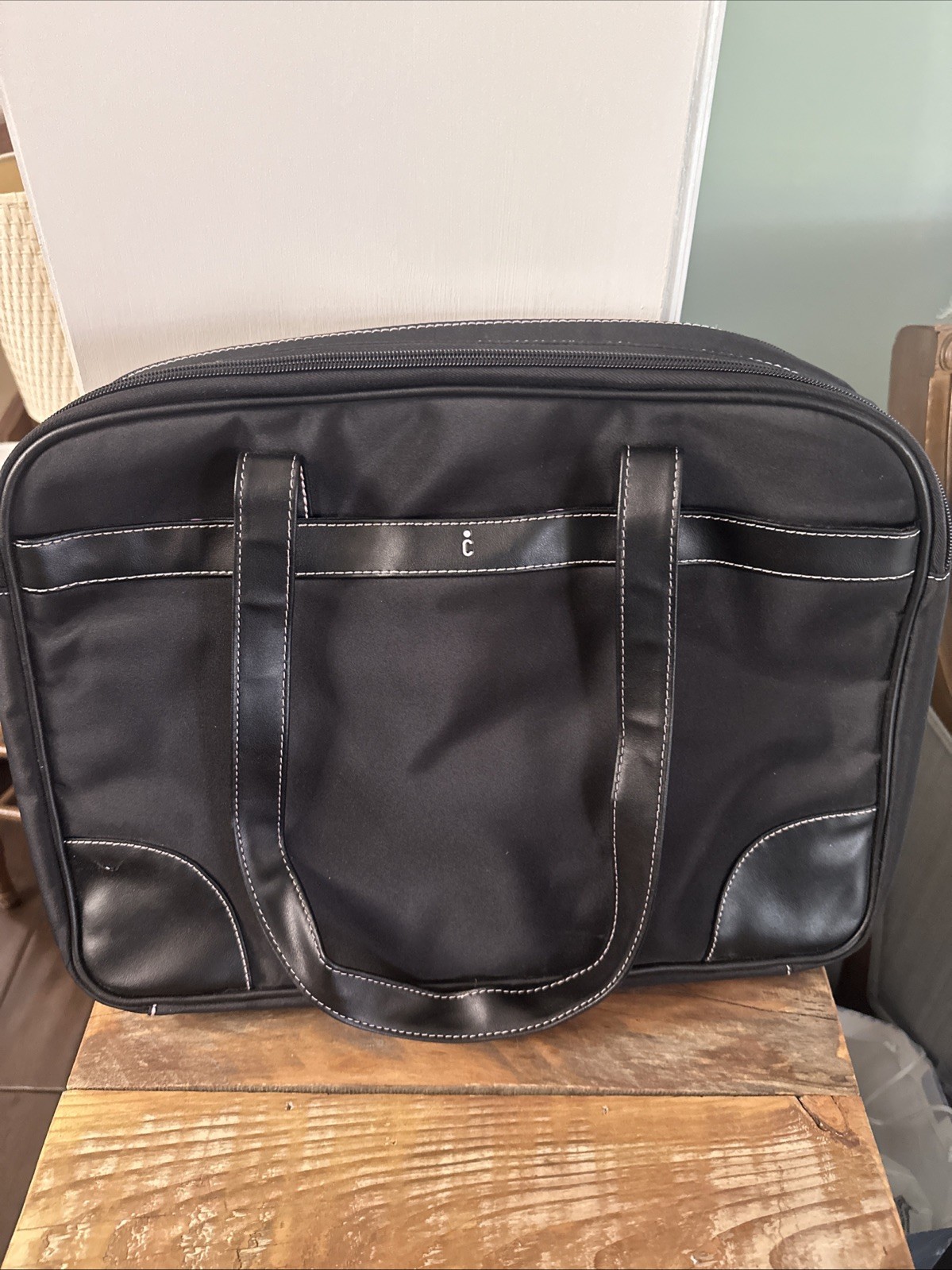 Black Nylon Three Compartment Laptop Bag
