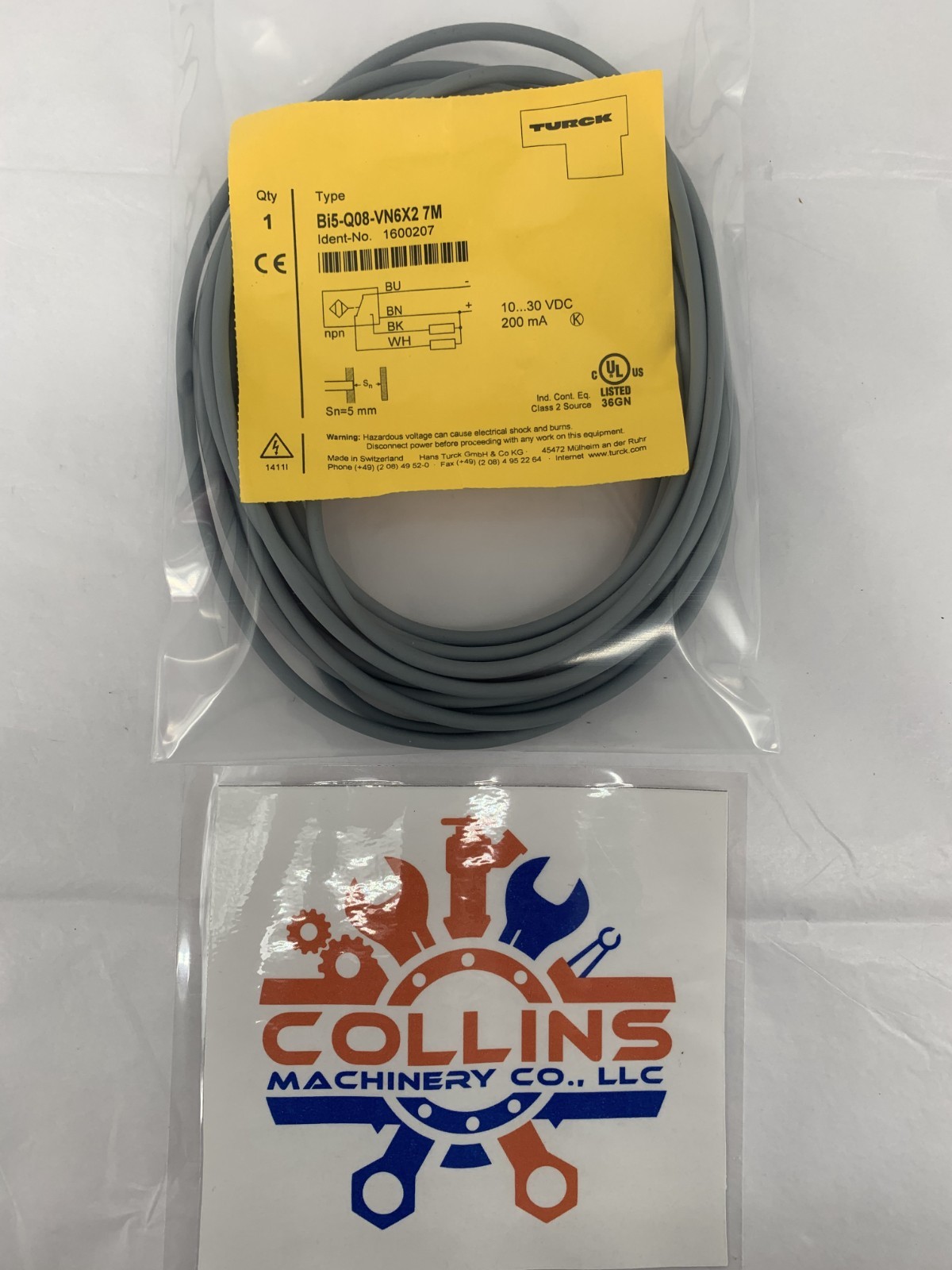 Turck BI5-Q08-VN6X2 7M 1600207 Industrial Inductive Proximity Sensor 5MM
