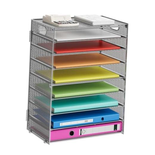 Paper Organizer Letter Tray, 9 Tier Mesh File Organizer with Handle, Paper
