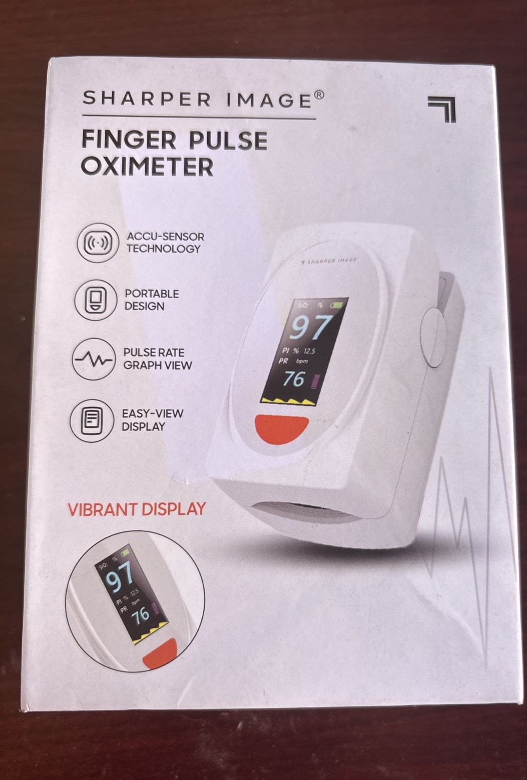 Sharper Image Finger Pulse Oximeter Accurate Health Monitoring Portable Design