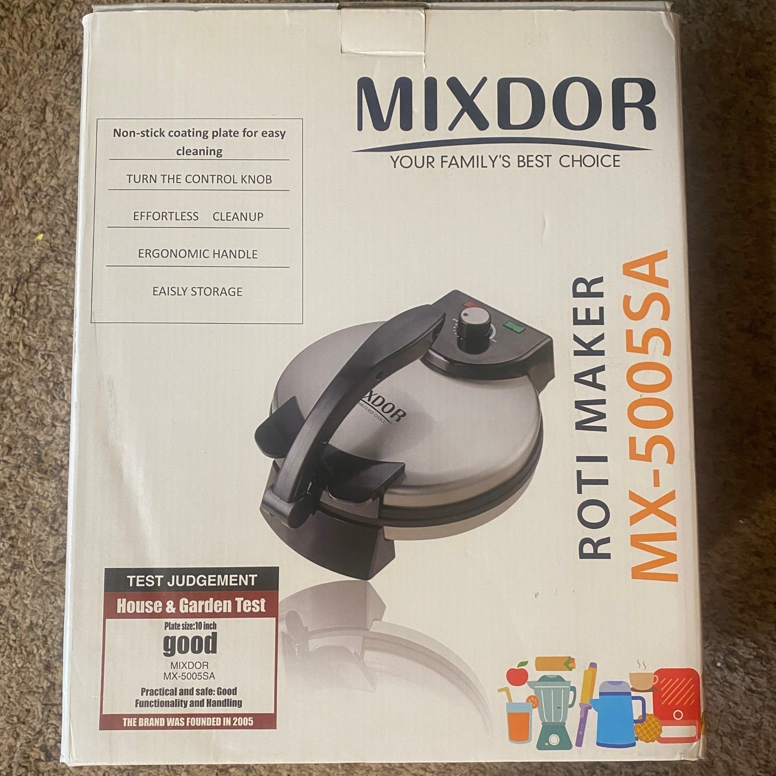 Mixdor Roti Maker MX-5005SA 10" Silver New Electric Tortilla Flatbread Press