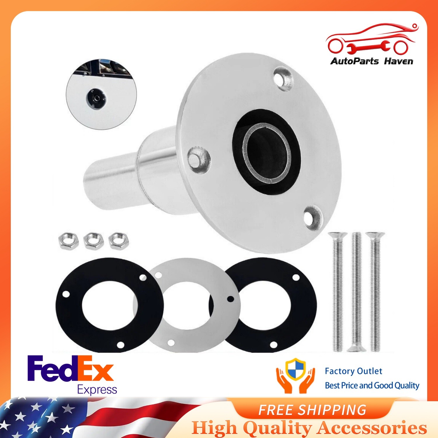Thru Hull Exhaust Fittings 24mm Pipe Tube 316 Stainless Steel for Diesel Heaters