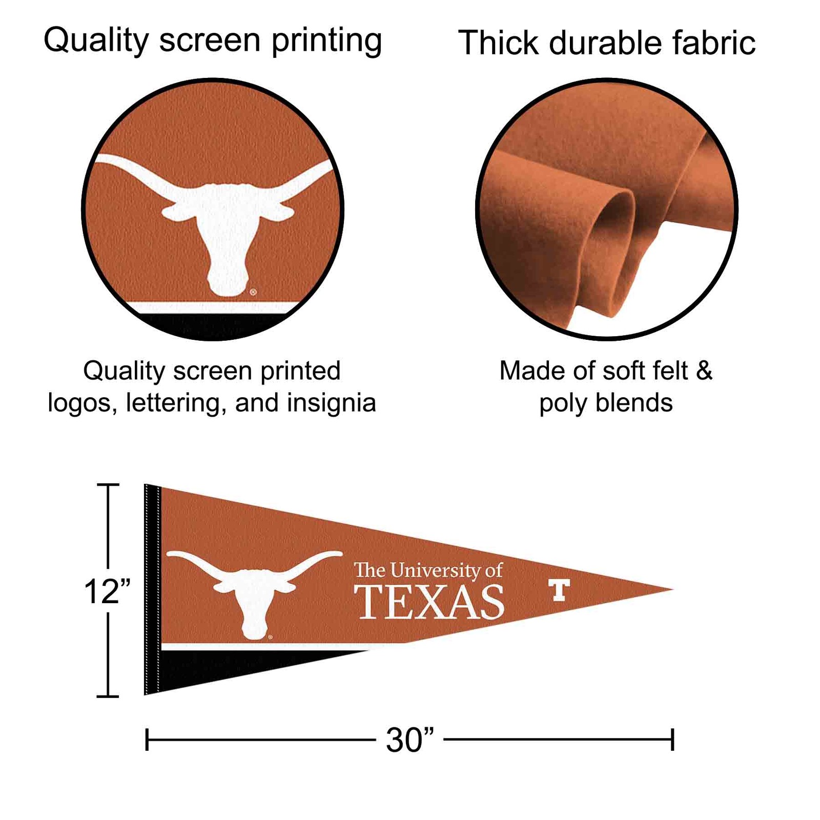 UT Longhorns 12x30 Felt Pennant