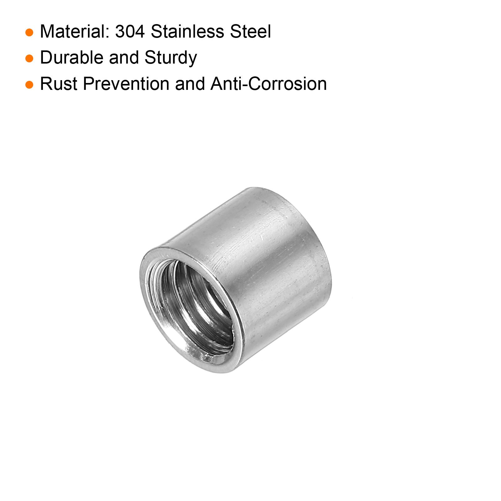 6Pcs Round Connector Nuts, M8x10x12mm Coupling Nut Sleeve Rod Bar Stud Nut