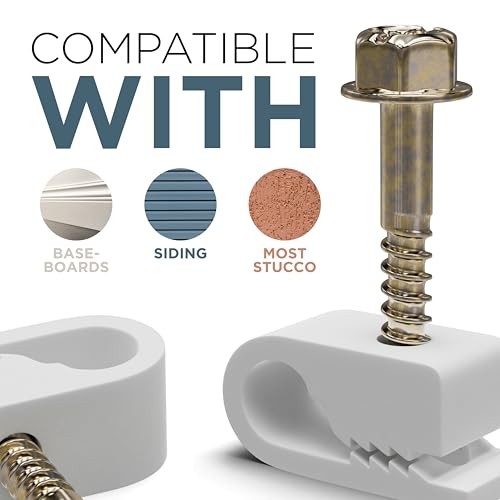 - Single Coaxial Cable Clips, Cat6, Electrical Wire Cable Clip, 10 Pack White