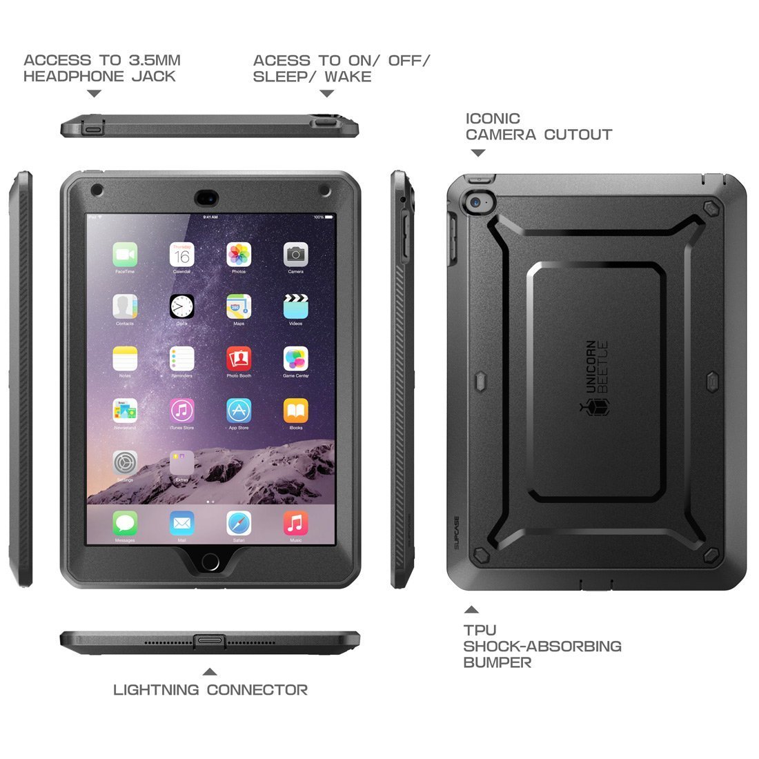 SUPCASE iPad Air 2 Case, Full-body Protective Case Cover w/ Screen Protector New
