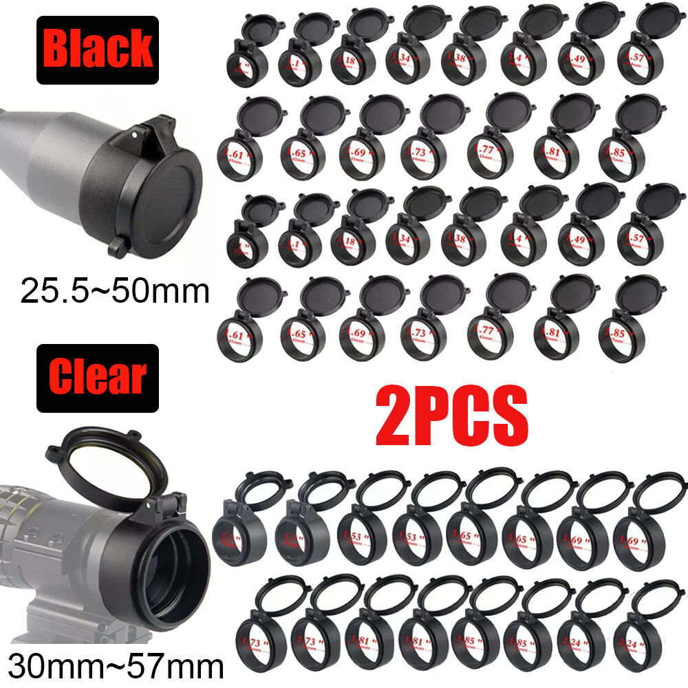2Pcs Flip Up Scope Covers Rifle Scope Protect Objective Cap Lens Cover US
