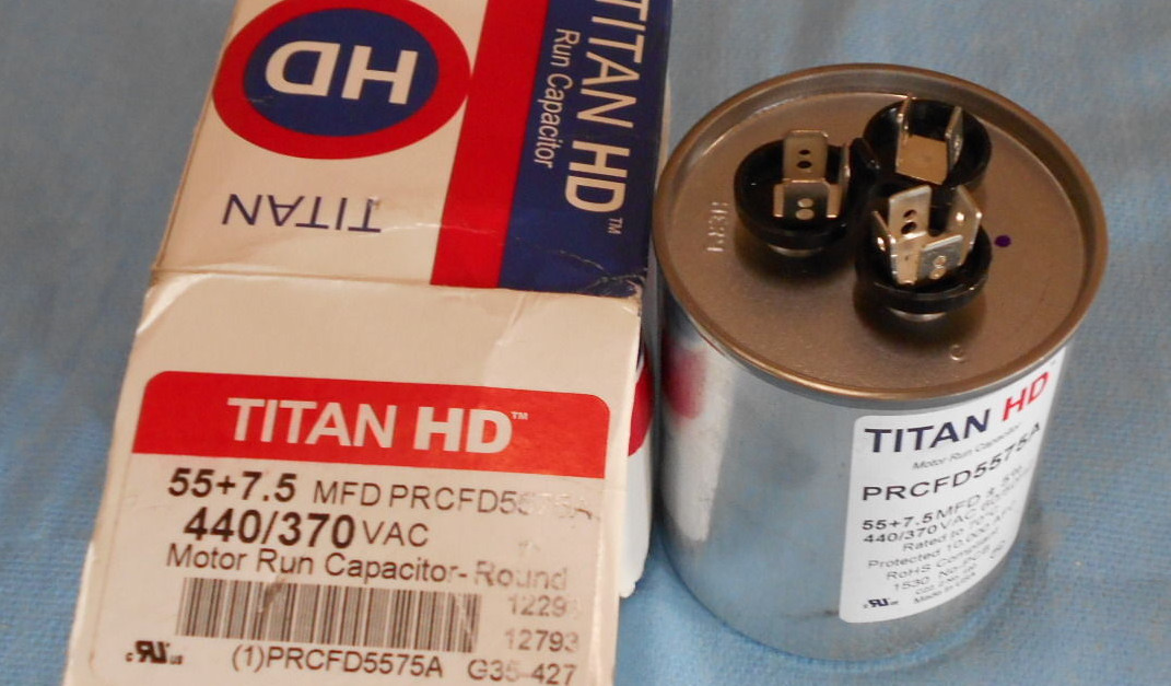 PRCFD5575A Motor Run Capacitor 55/7.5 MFD, 440V, Round
