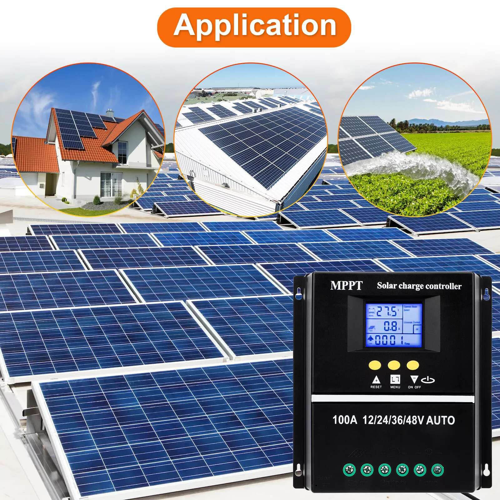 100A MPPT Solar Charge Controllers 12V 24V 36V 48V Convenient for Solar Panel
