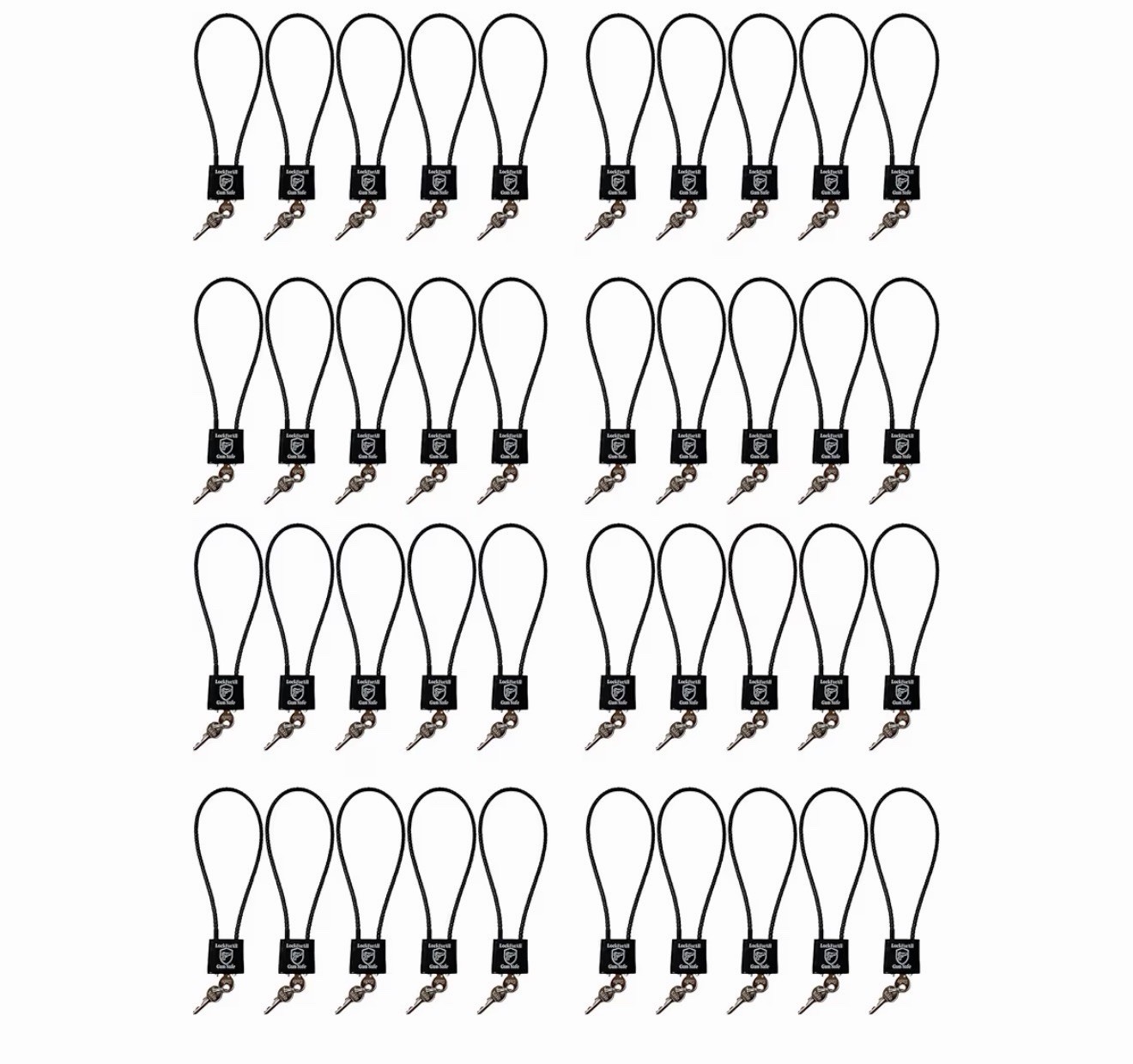Keyed Alike Cable Gun Locks for Firearms - DOJ Approved 15" Safety Lock - 40 Pck