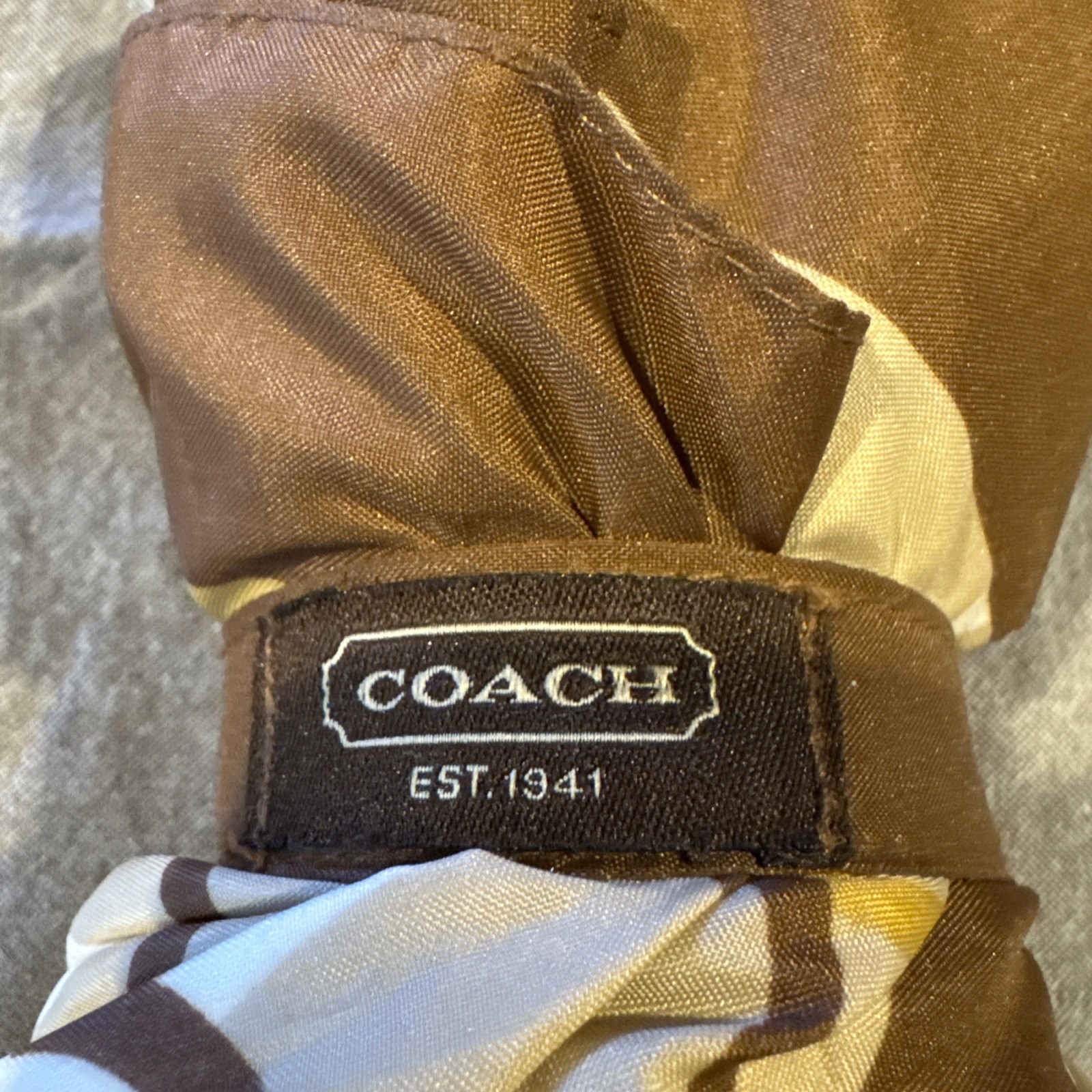 Coach Umbrella Brown Cc Signature Collapsible Compact