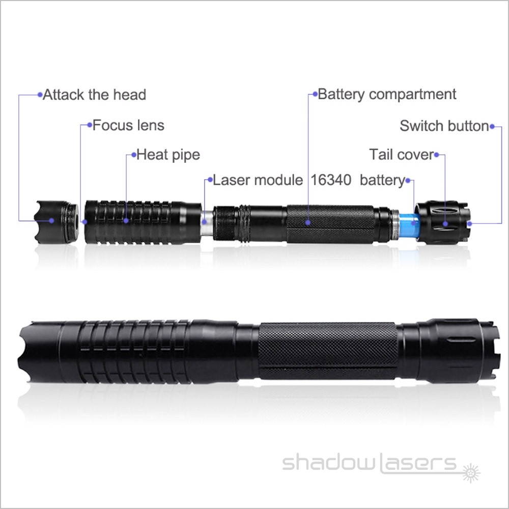 THCQ6 Adjustable Focus 488nm Flashlight Visible Beam +Charger+Box