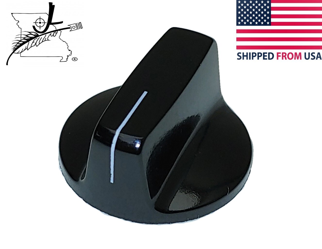 1.125" Black Knob For 0.25" Smooth Shaft 1/4" Phenolic Plastic Replacement Set S