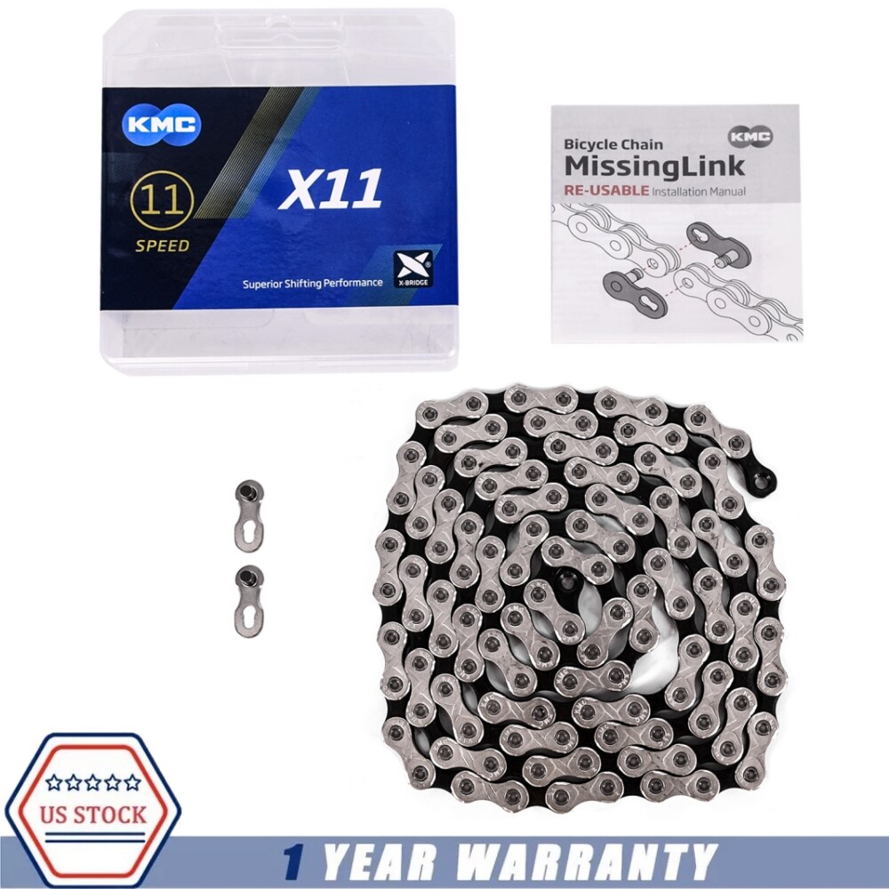 KMC X11 11-Speed 118L Bike Chain Gray Stretch-Proof fits Campy SRAM Shimano