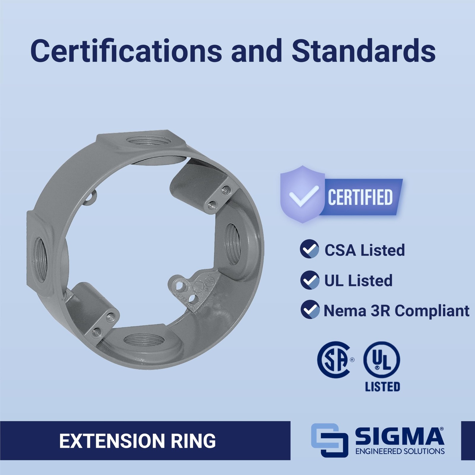 Sigma Engineered Solutions 14236 1/2-Inch 4 Hole Round Weatherproof Extension...