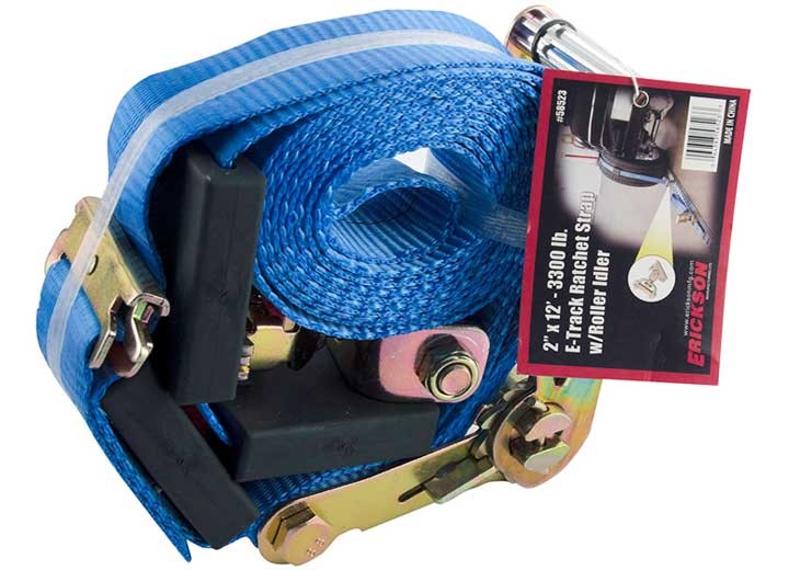 Erickson 58523 2" x 12' 6K Adjustable Tire Strap w/E-Track Roller Idler Fitting