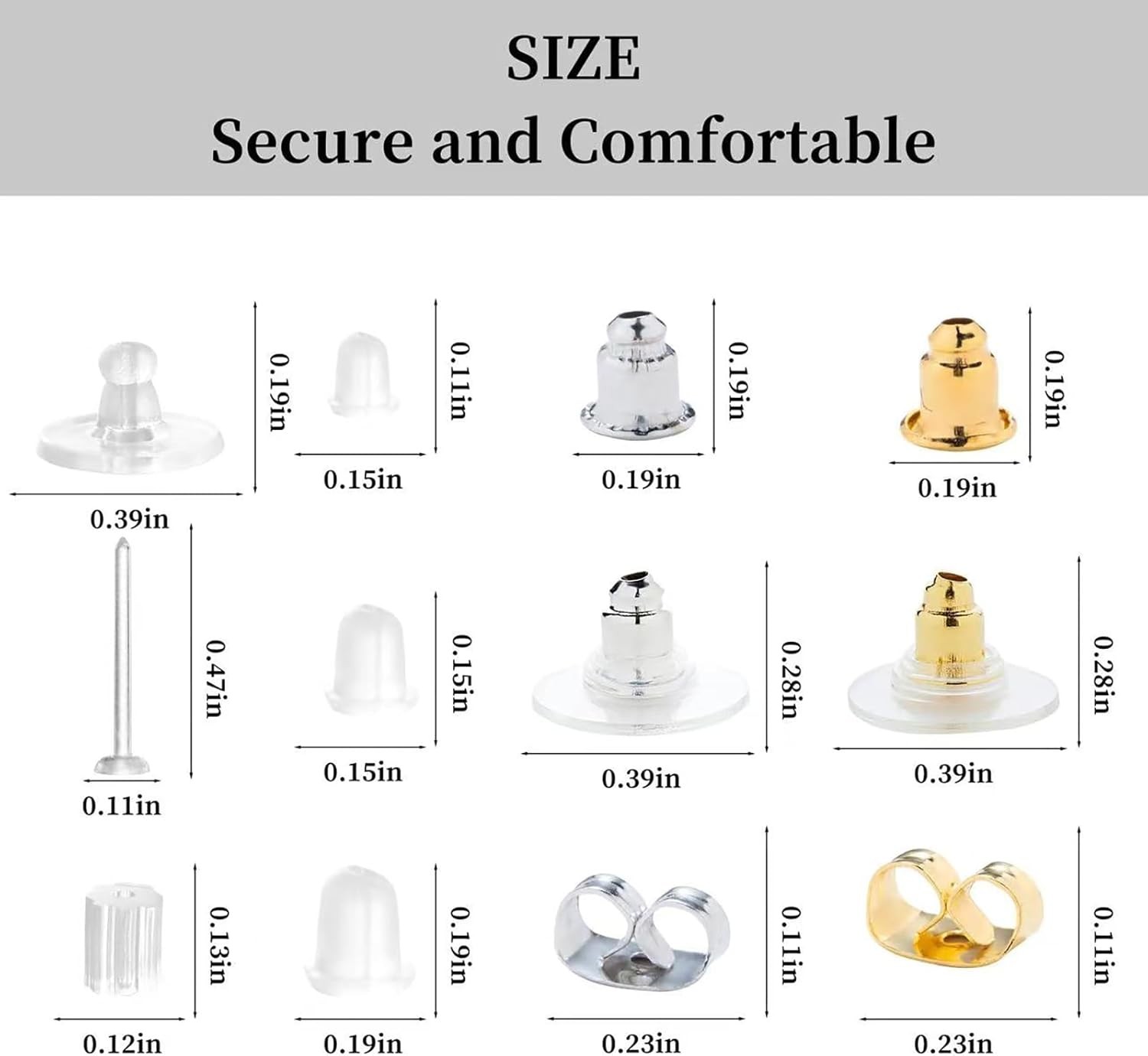 12 Styles 600 Pcs Earring Backs for Studs, Clear Plastic Earrings Hypoallergenic