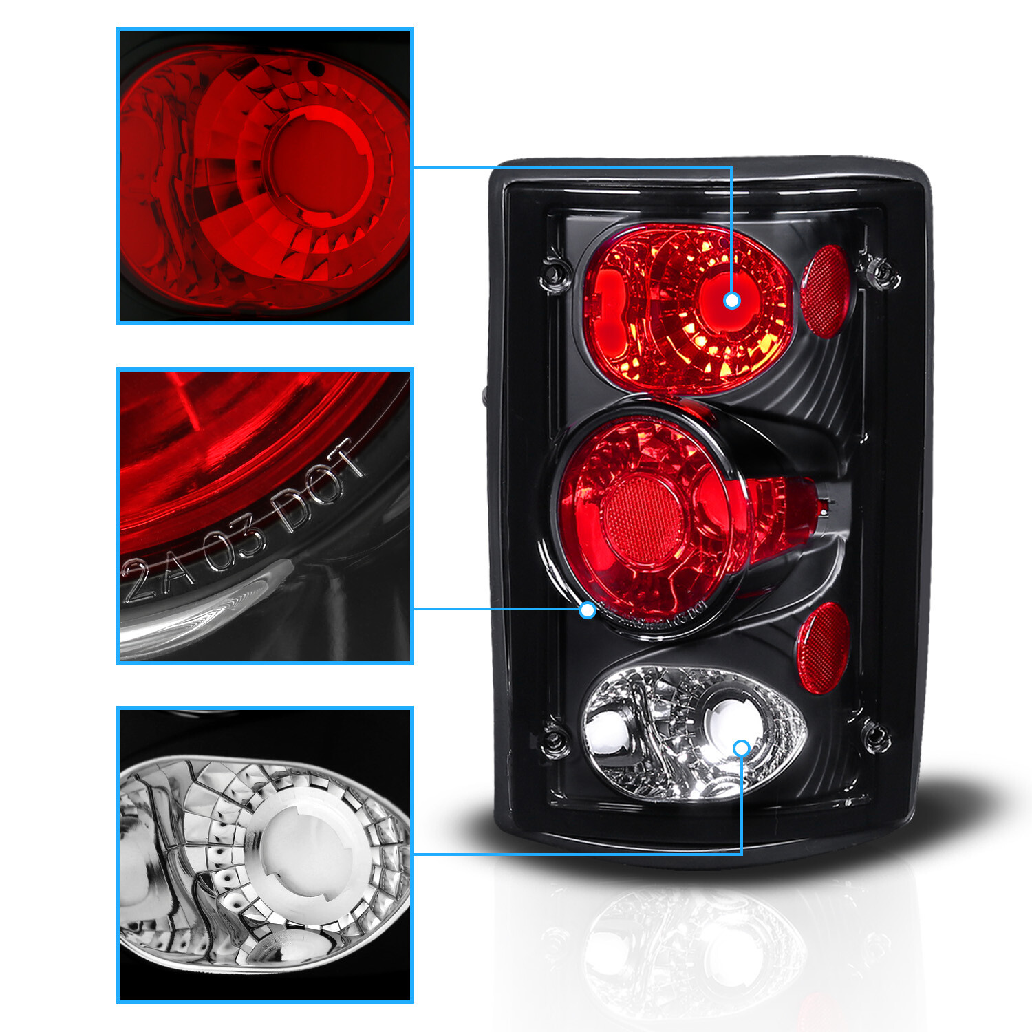 2000-2006 Ford Excursion/95-06 Econoline Van E-Series Black Brake Tail Lights