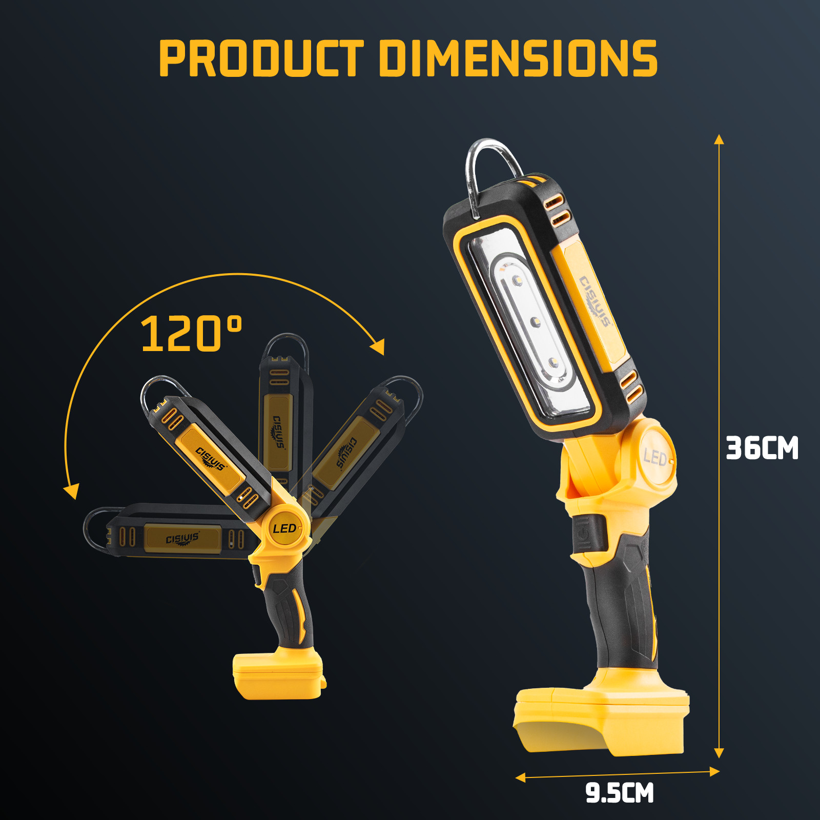 LED 30W 3000LM Flashlight Work Light Powered For DeWalt 20V Li-ion Battery.