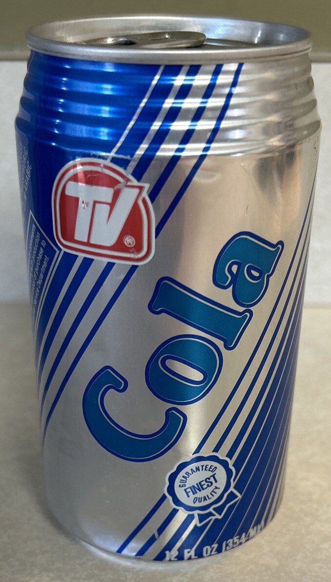 Vintage 1990 TV TRUE VALUE COLA 12oz. Empty Sealed Pull Tab Aluminum Soda Can