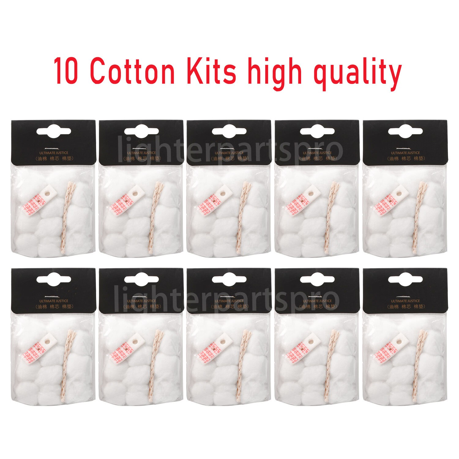 Lot of 10pcs Cotton kits; Felt pad, Wick and cotton For Zippo Lighters