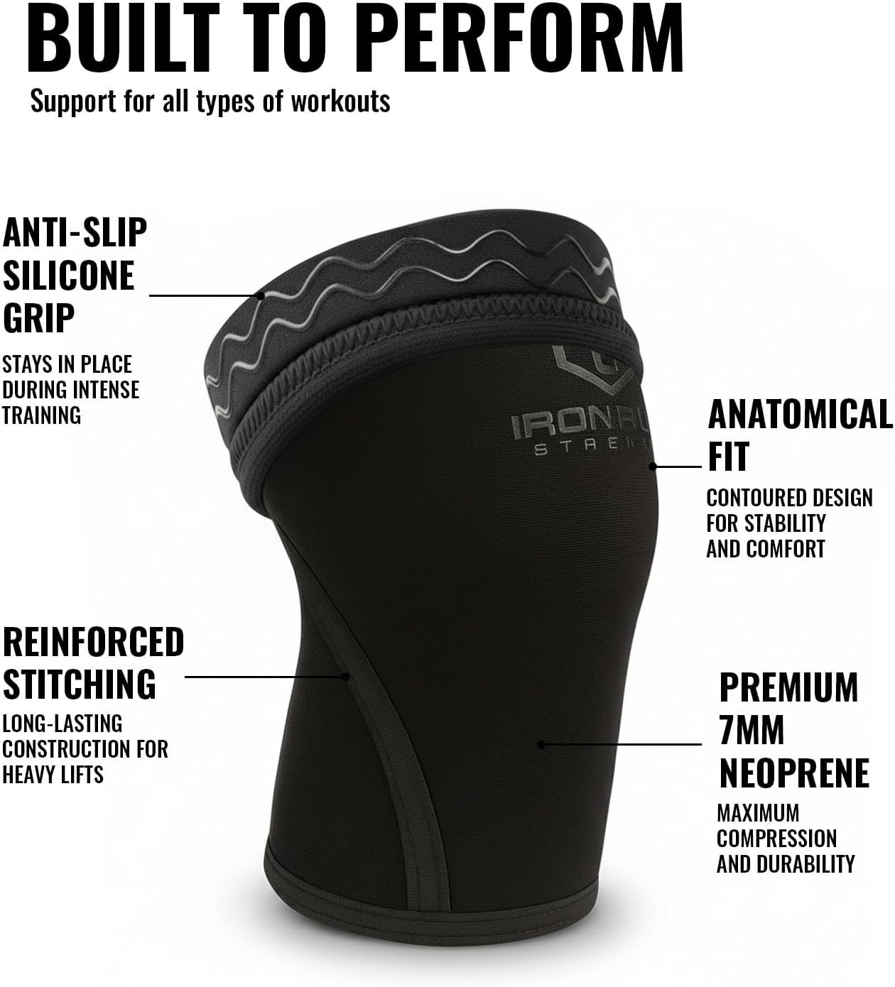 Knee Sleeves 7mm Compression Support for Squats Powerlifting Cross Training