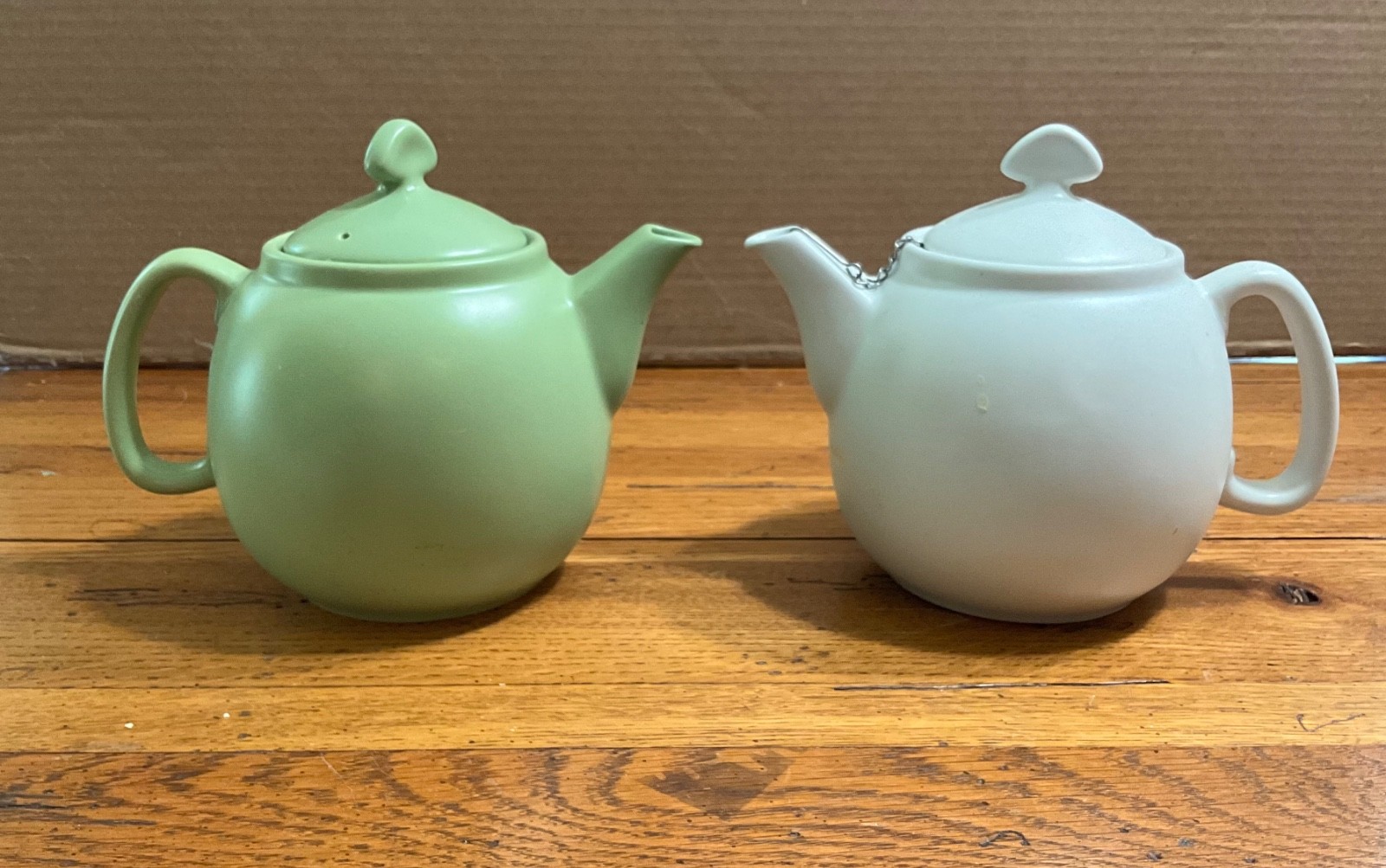 Chantal Ceramic Teapots  Two 3 cup  teapots  2003  white and green