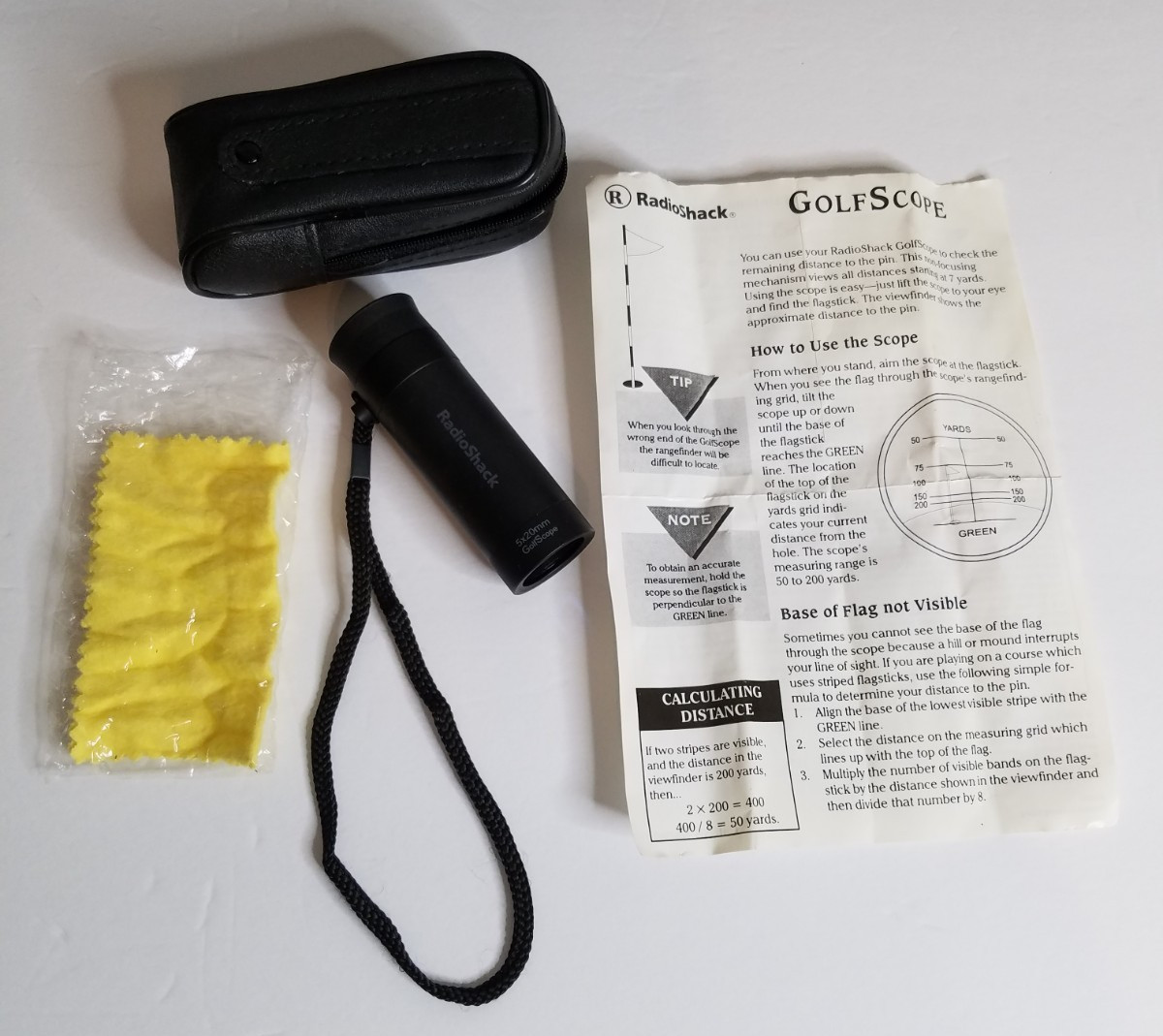 Radio Shack GOLF SCOPE Range Finder 5X20 MM With Case & Lense Cloth