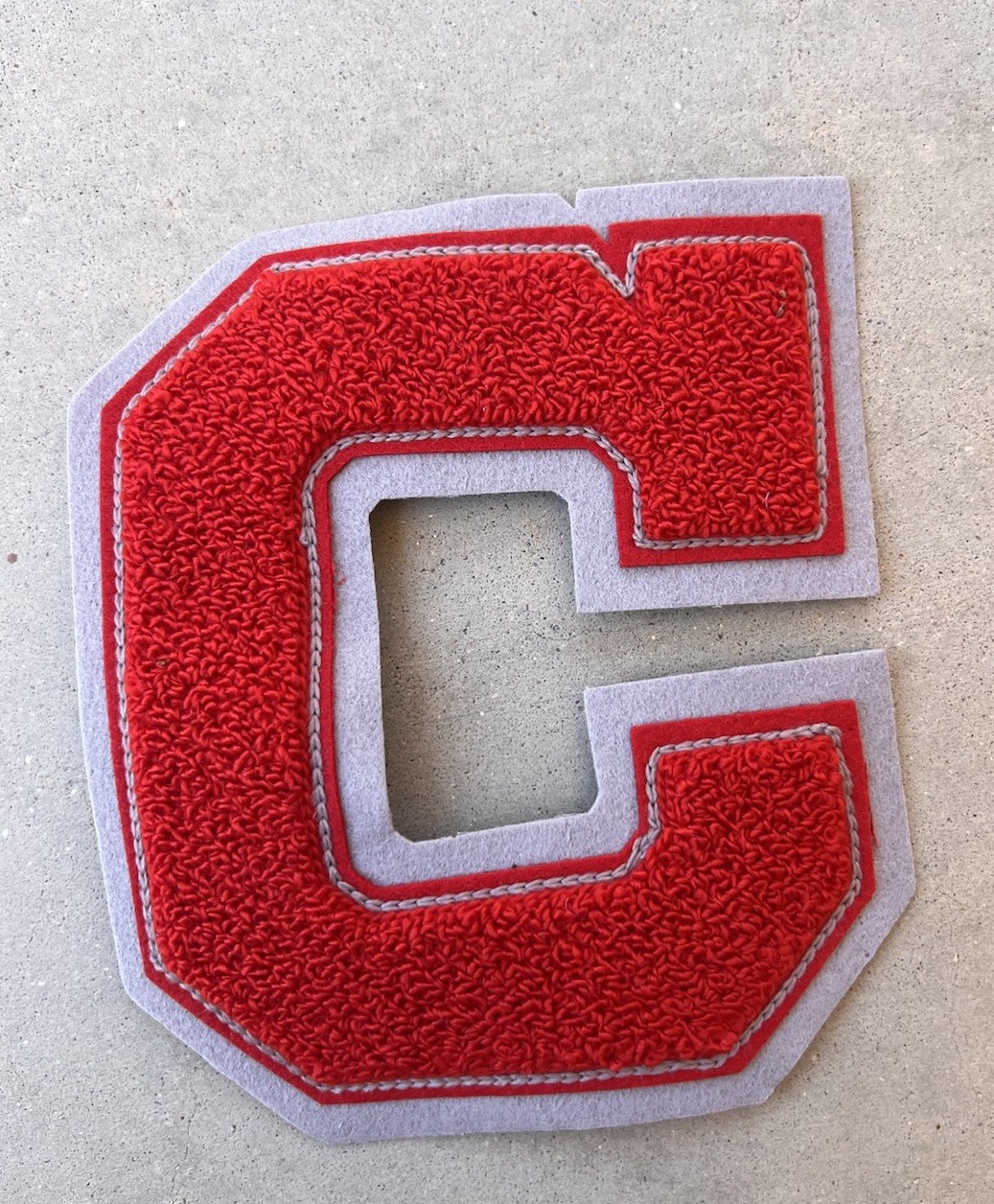 Vintage Letterman Patch 6x5.5 Varsity Letter C Sports Jacket Red Gray