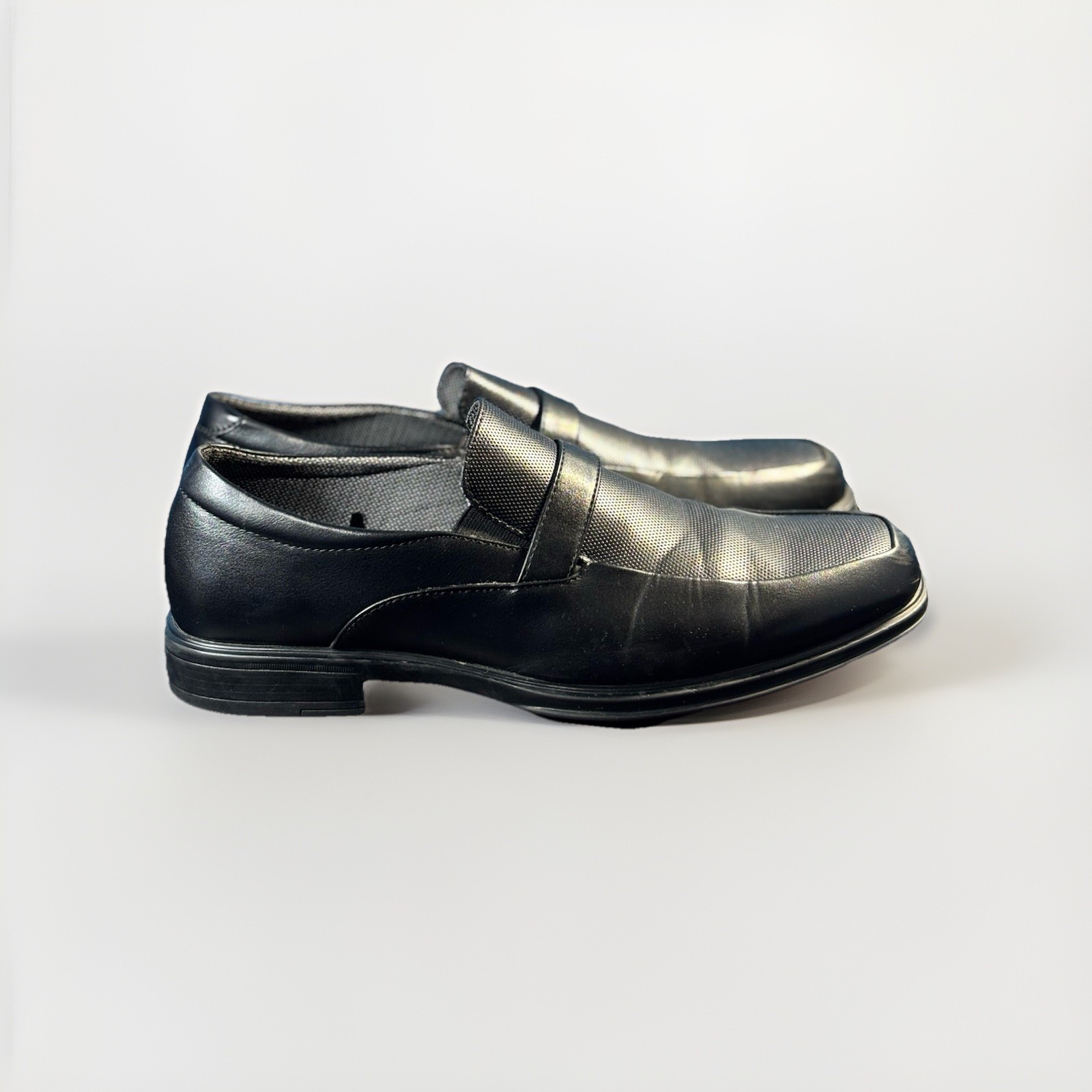 Perry Ellis Portfolio Ultra Foam Men's Black Leather Slip-On Loafers US 11