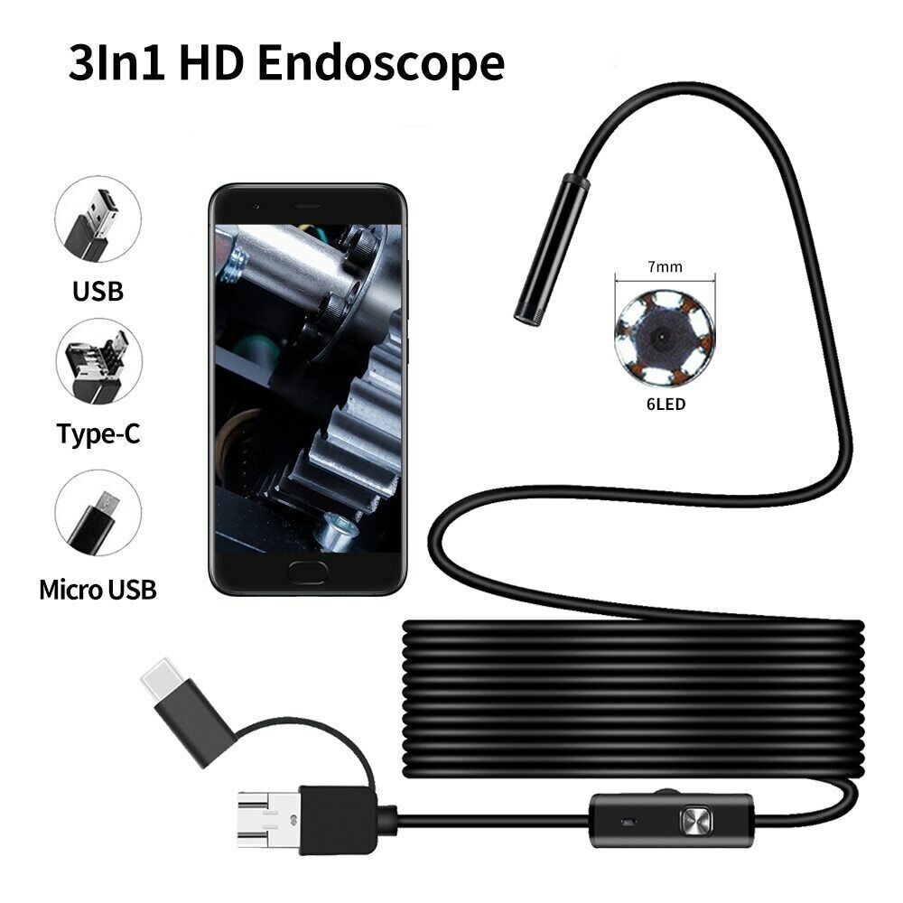 HD Endoscope Borescope Inspection Camera For USB Type C Android MAC Computer