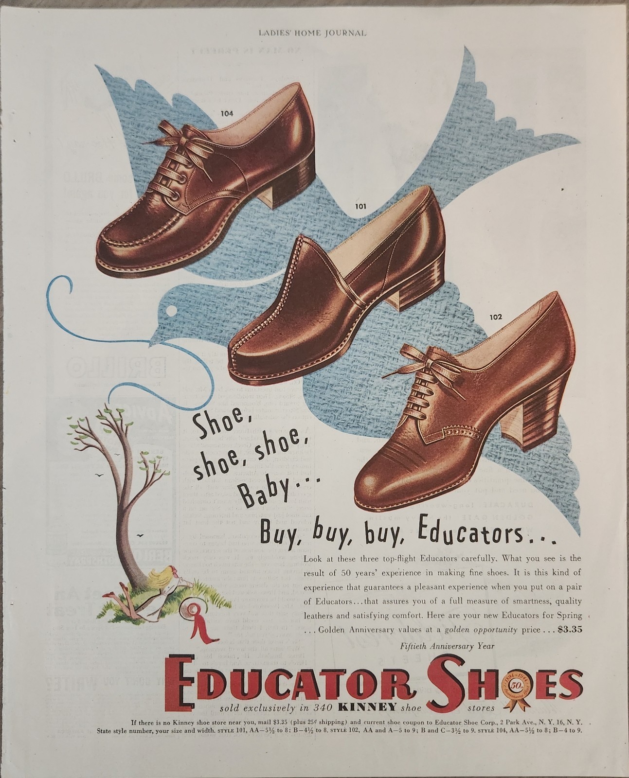 1944 Educator Shoes Vintage Ad For Spring Golden Anniversary Values