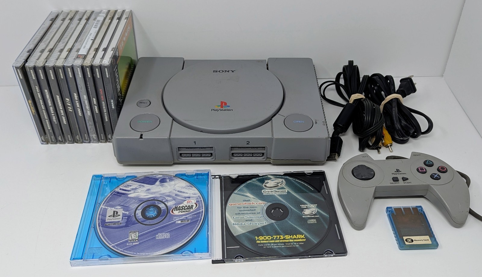 Sony PlayStation 1 PS1 Console Bundle w 11 Games - Bravo Air Race & More Tested!