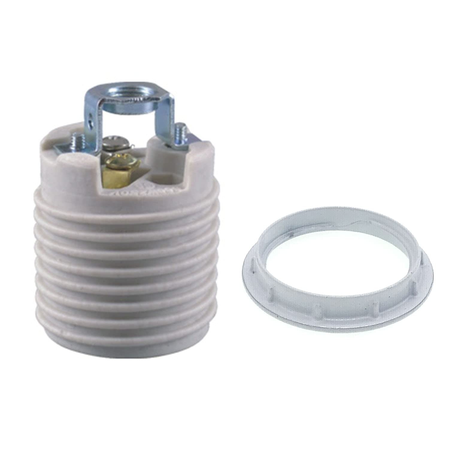 Keyless Porcelain Threaded Socket with Hickey,TWDRTDD Medium Base E26 white