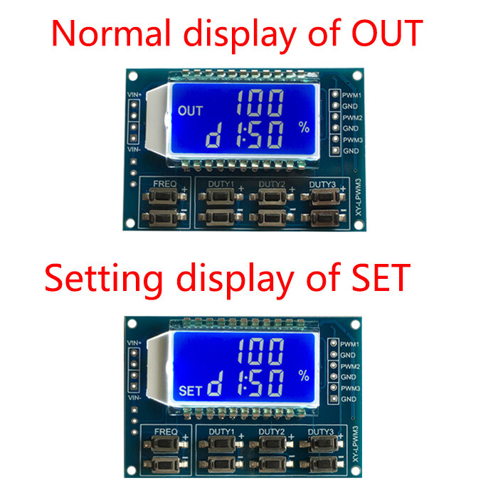 Signal Generator 3-Channel PWM Pulse Wave Frequency Duty Cycle Adjustable Module