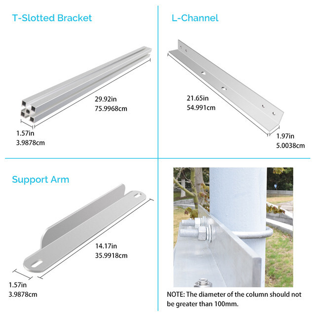 Renogy Solar Panel Side Pole Mount Flat Surface Off-Grid Up to 100W